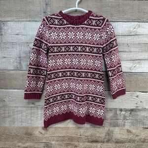 Adrienne Vittadini Girls 24M Rose Pink Cranberry Fair Isle Knit Sweater Dress